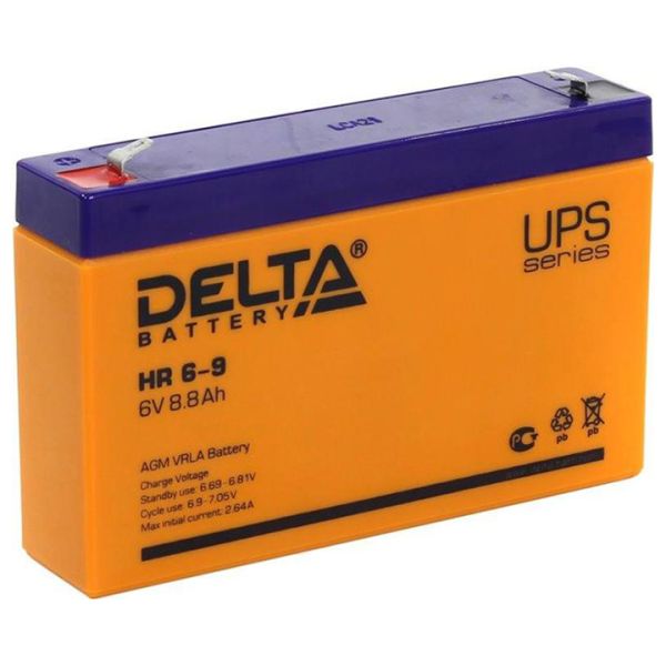 Аккумулятор для ИБП Delta Battery HR 6-9 8,8А/ч-6V для UPS EN135 зажим (FASTON) прямая 151x34x100